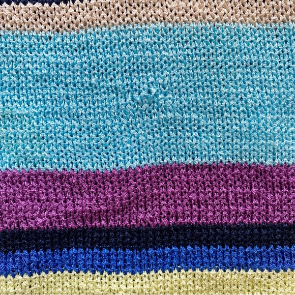 🌈 CANDA BLUE MULTI STRIPE KNIT SHORT SLEEVE SWEATER! - Picture 14 of 16